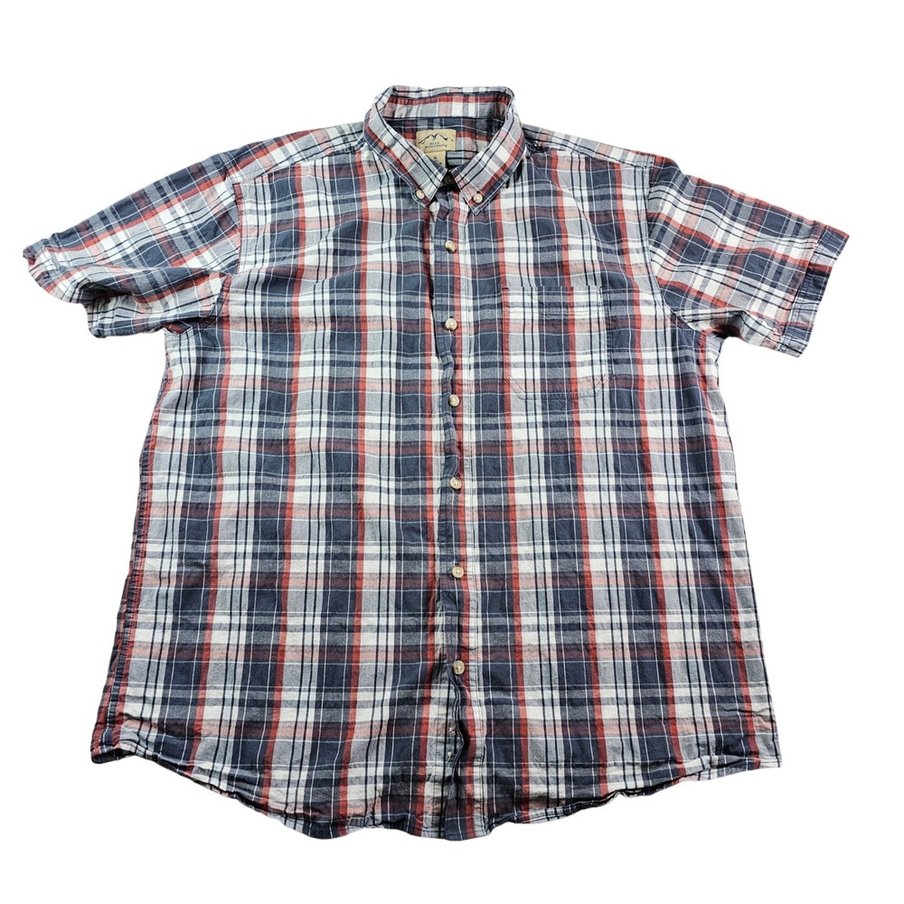 Blue Mountain Plaid Casual Shirt Men XL‎ Multicolor Cotton Short Sleeve Wear